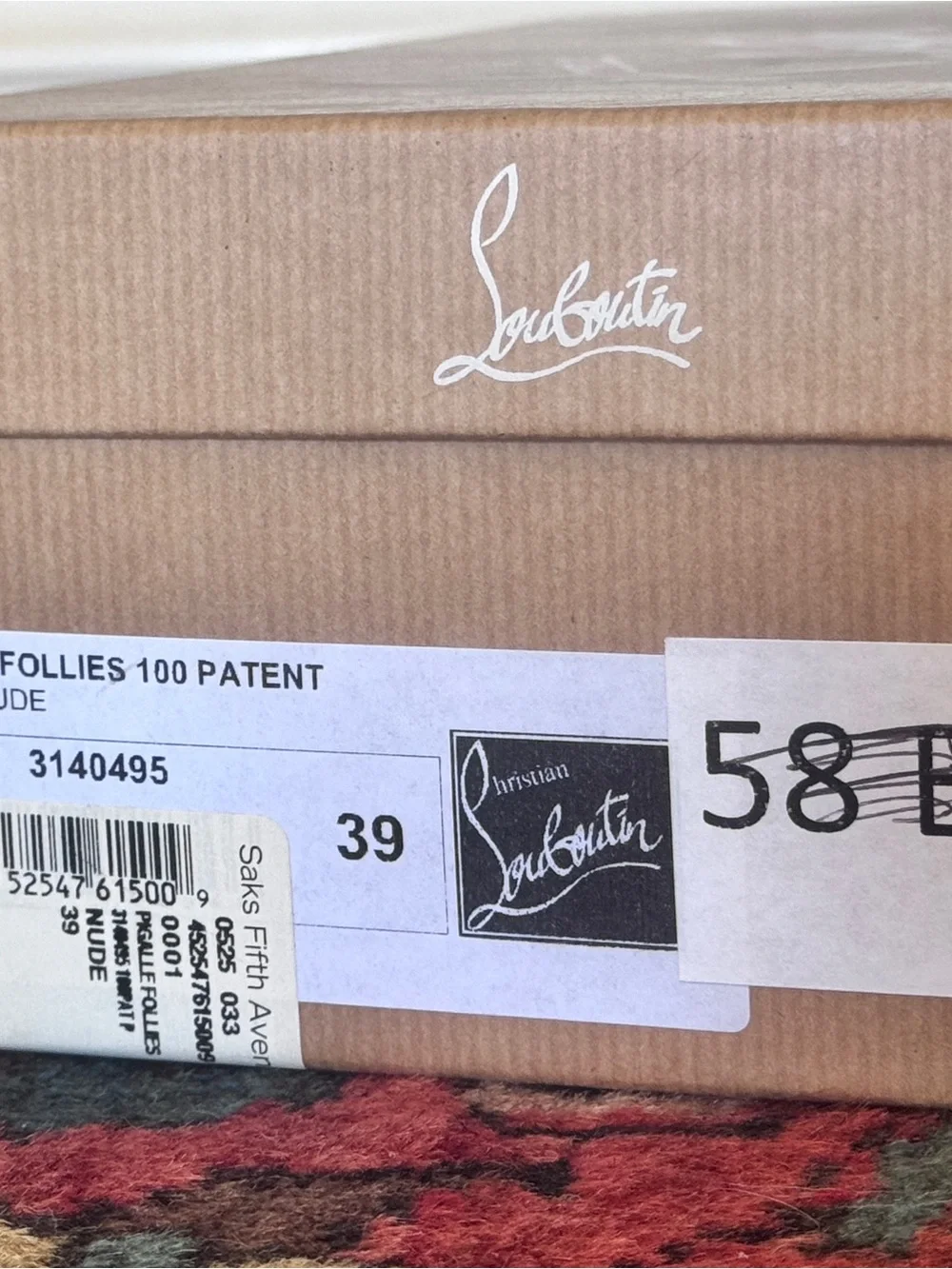 Christian Louboutin Patent Leather Stiletto Pumps in Nude Red Pointed Toe EU 39 - Picture 5 of 6